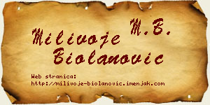 Milivoje Biolanović vizit kartica